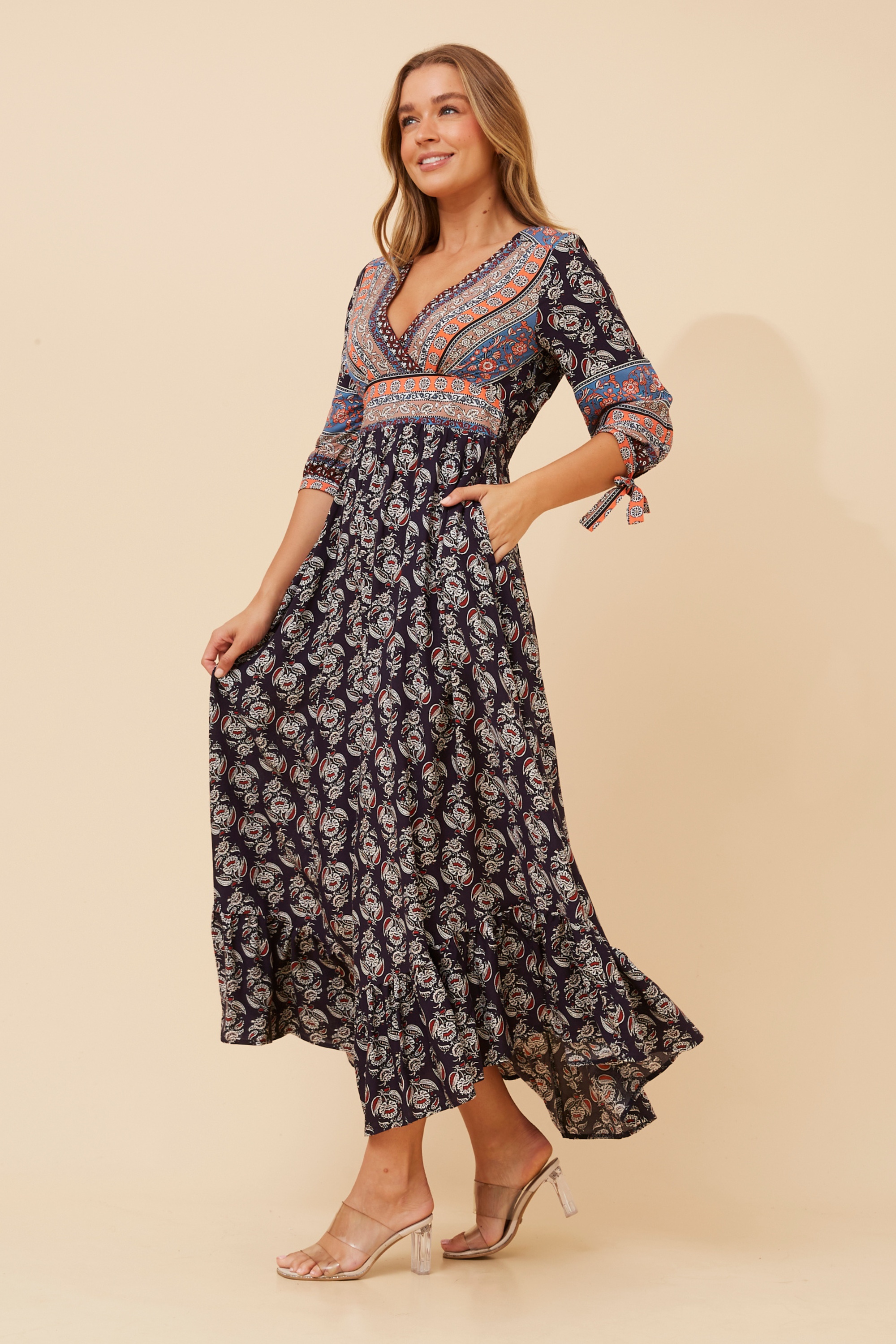 JASMINE BORDER PRINT MAXI DRESS