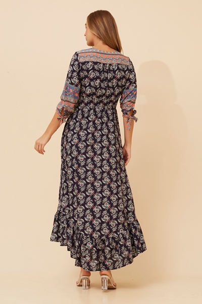 JASMINE BORDER PRINT MAXI DRESS
