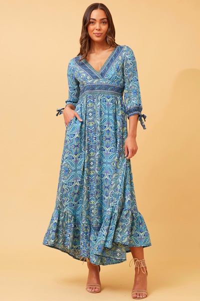 JASMINE PAISLEY BOHO MAXI DRESS