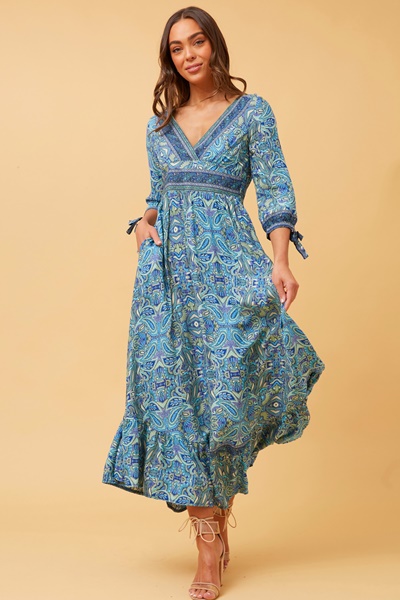 JASMINE PAISLEY BOHO MAXI DRESS