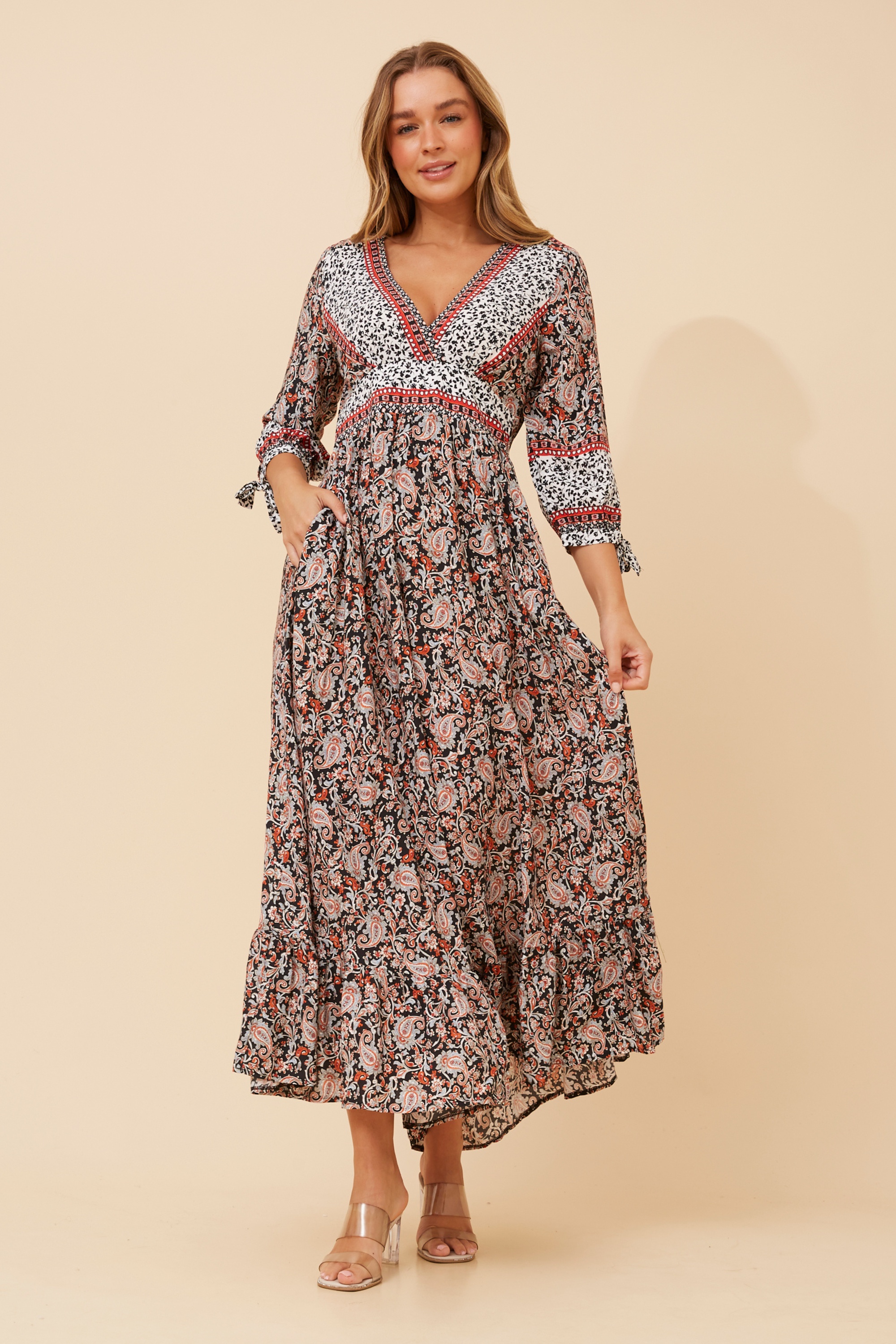 JASMINE PAISLEY PRINT MAXI DRESS