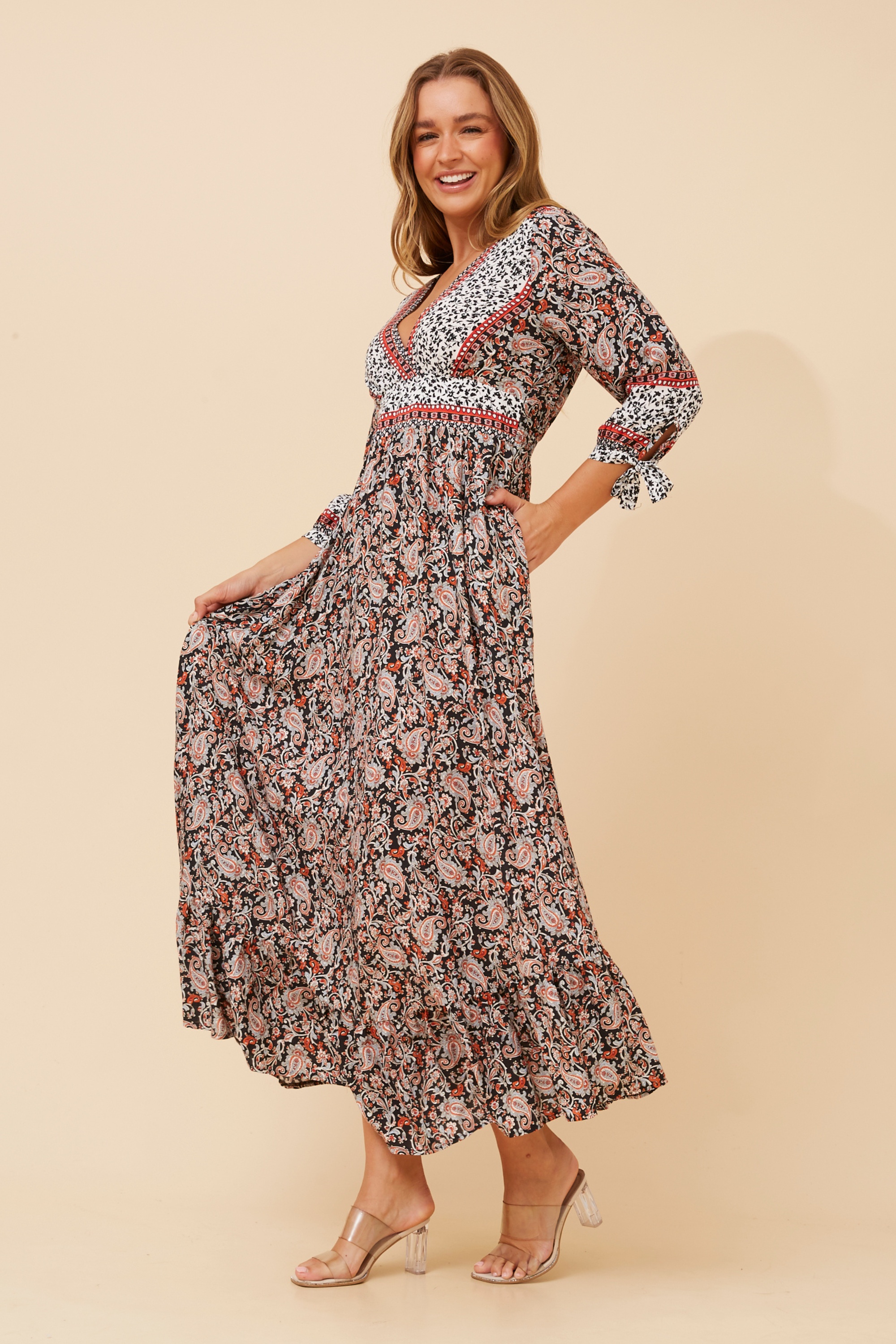 JASMINE PAISLEY PRINT MAXI DRESS