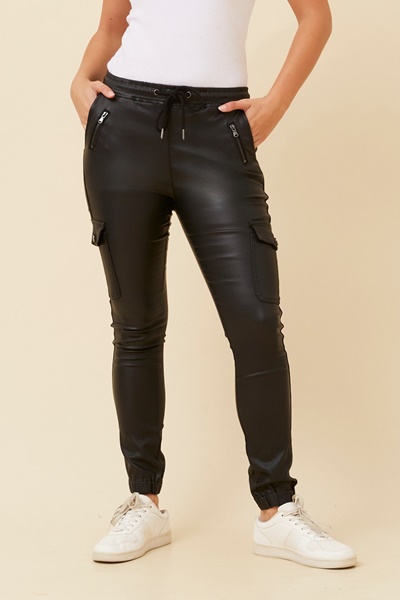 JASPER VEGAN LEATHER JOGGER PANTS
