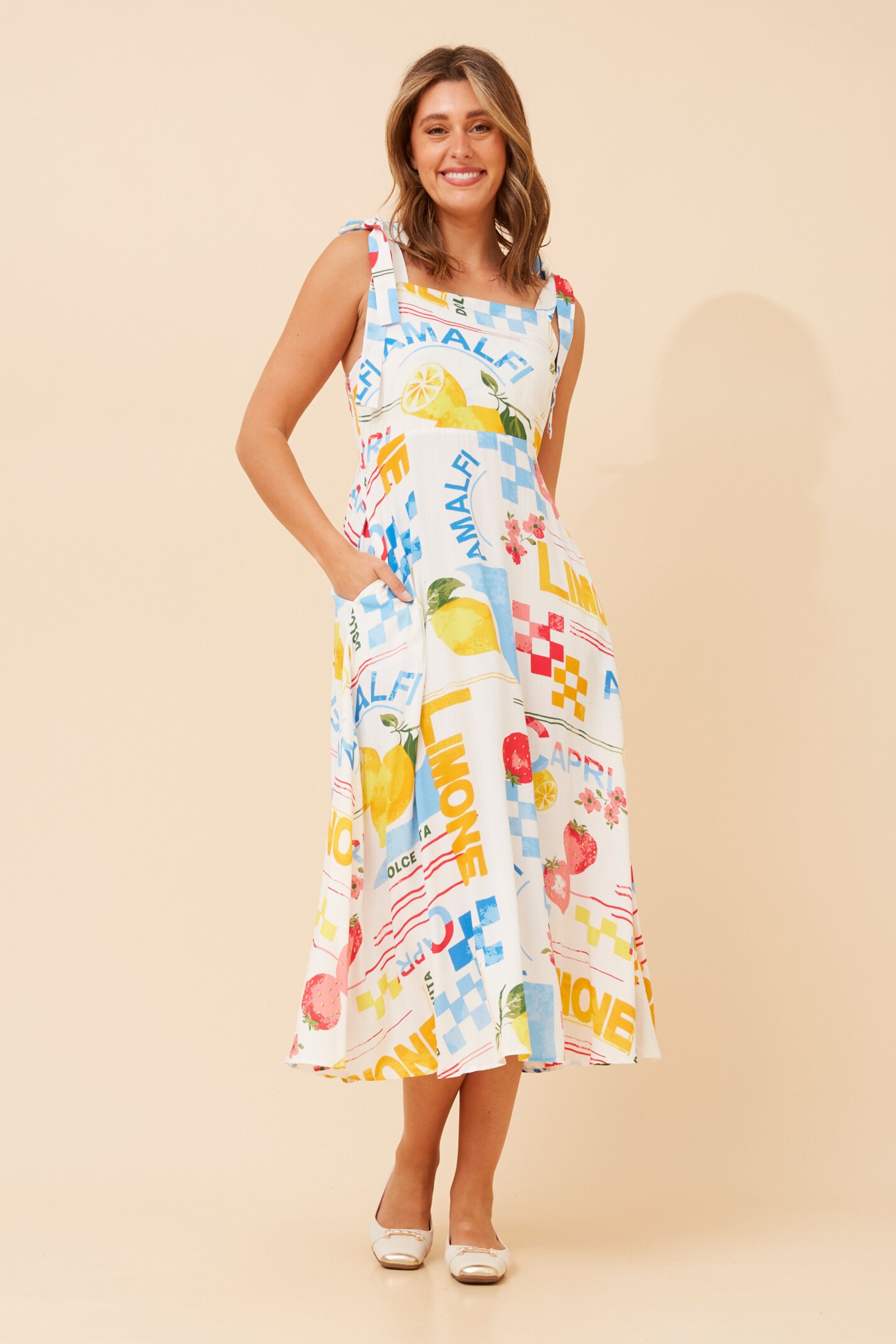 JAVAN LEMON PRINT DRESS