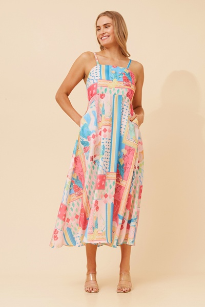 JAVAN PATCHWORK PRINT DRESS