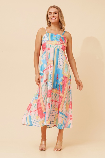 JAVAN PATCHWORK PRINT DRESS