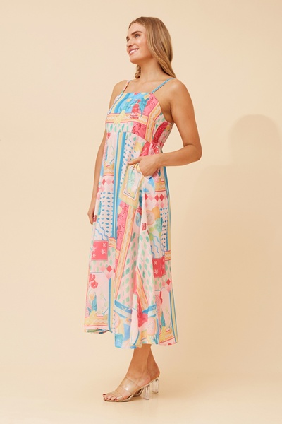 JAVAN PATCHWORK PRINT DRESS