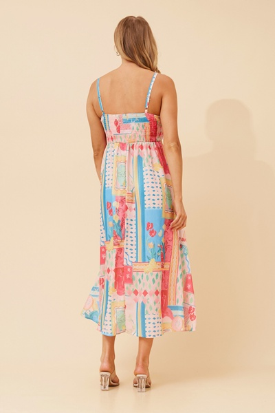 JAVAN PATCHWORK PRINT DRESS