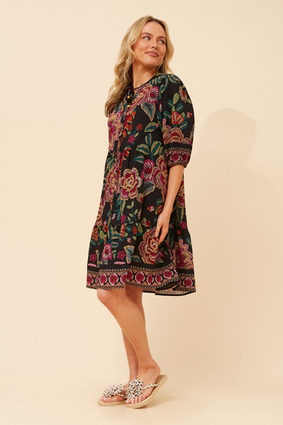 JAVANA BORDER PRINT DRESS