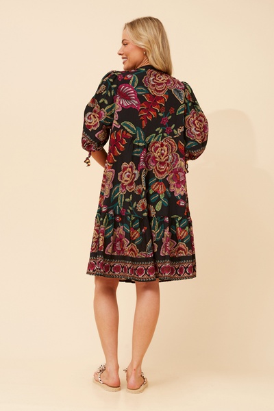 JAVANA BORDER PRINT DRESS