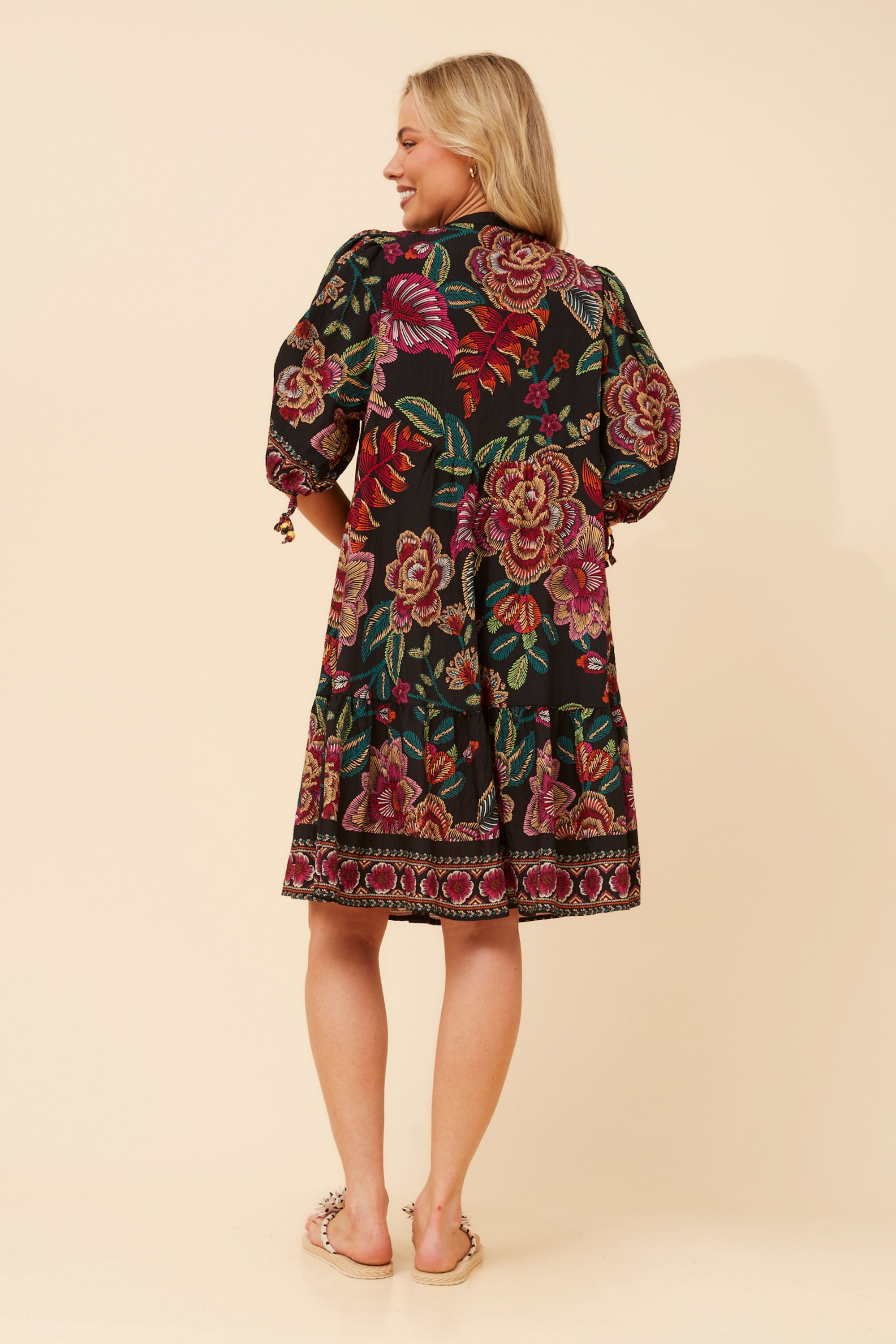JAVANA BORDER PRINT DRESS