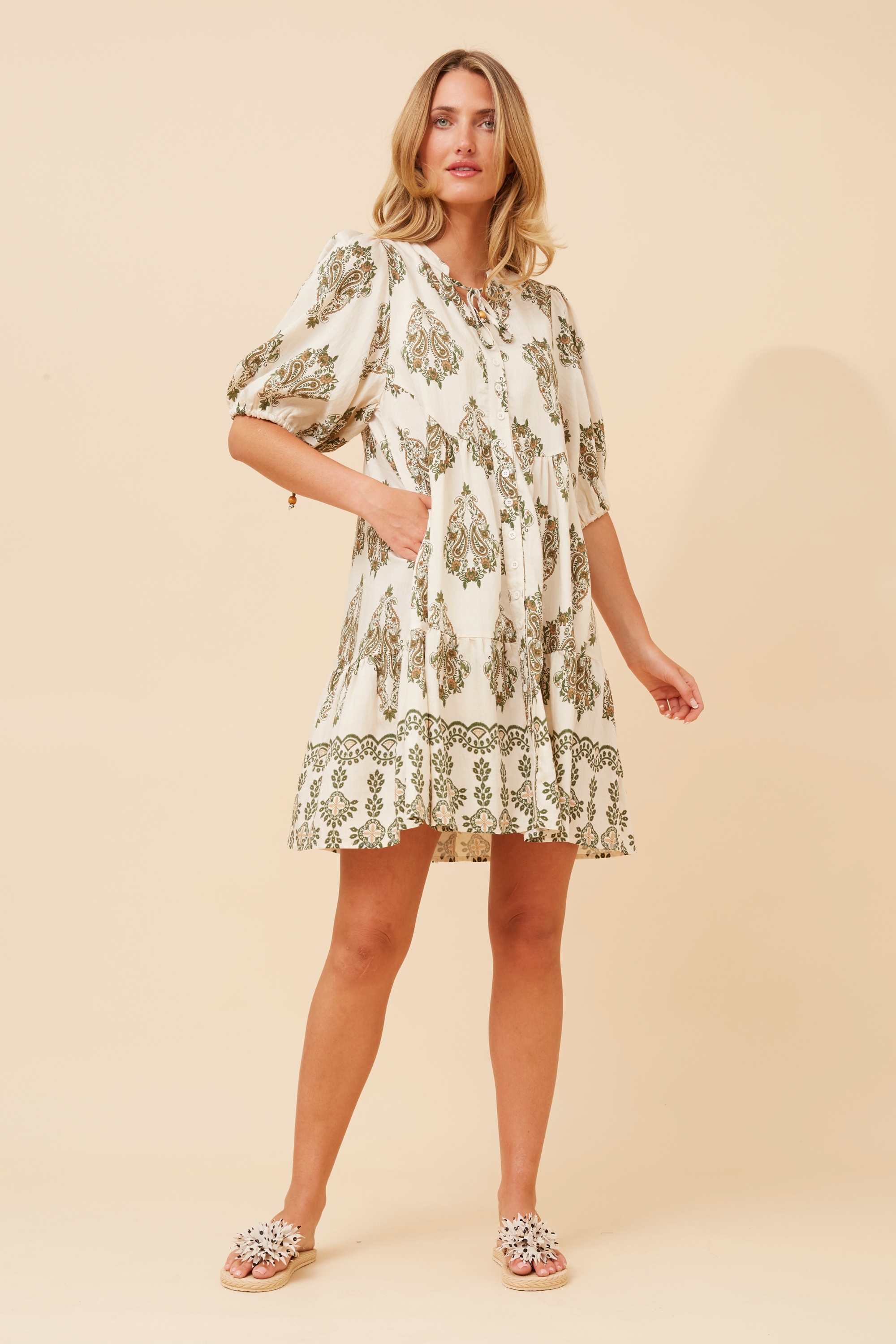 JAVANA BORDER PRINT DRESS
