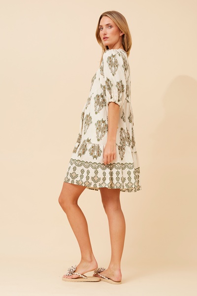 JAVANA BORDER PRINT DRESS