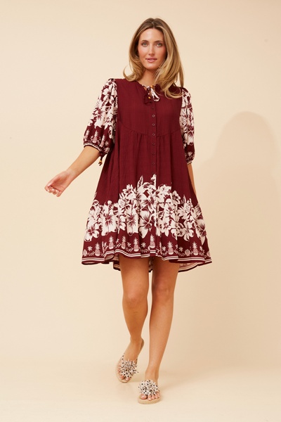 JAVANA BORDER PRINT DRESS