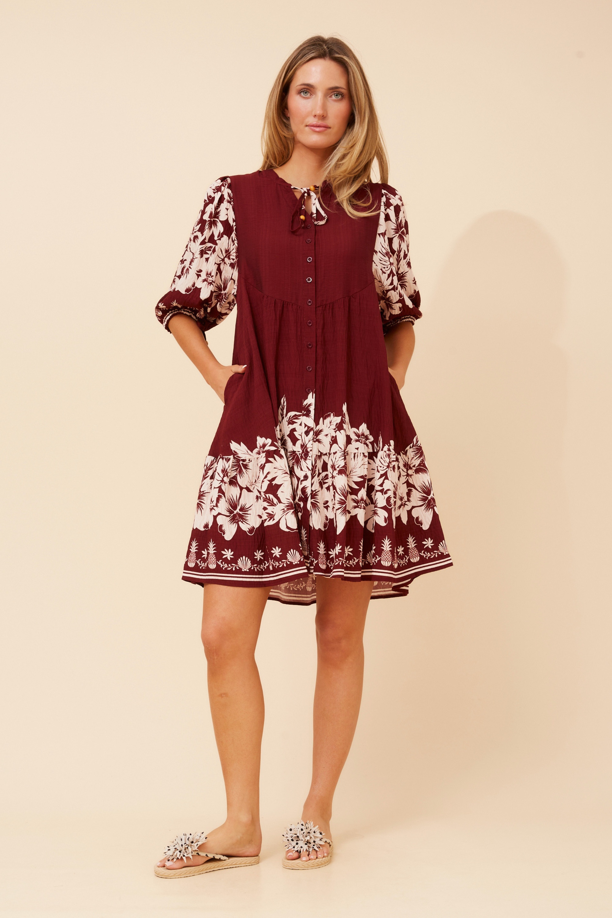 JAVANA BORDER PRINT DRESS