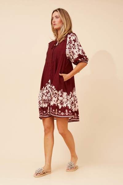 JAVANA BORDER PRINT DRESS