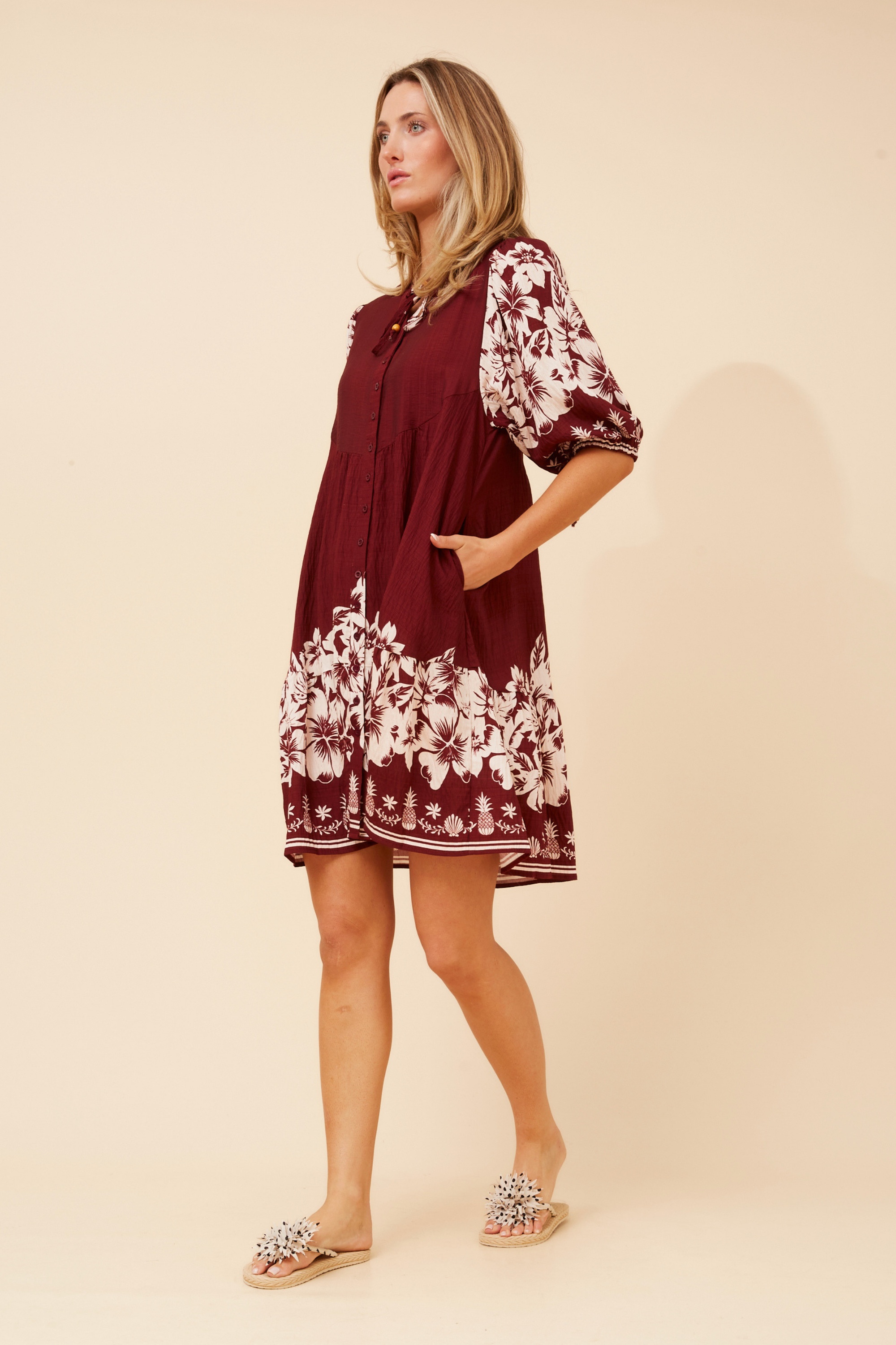 JAVANA BORDER PRINT DRESS