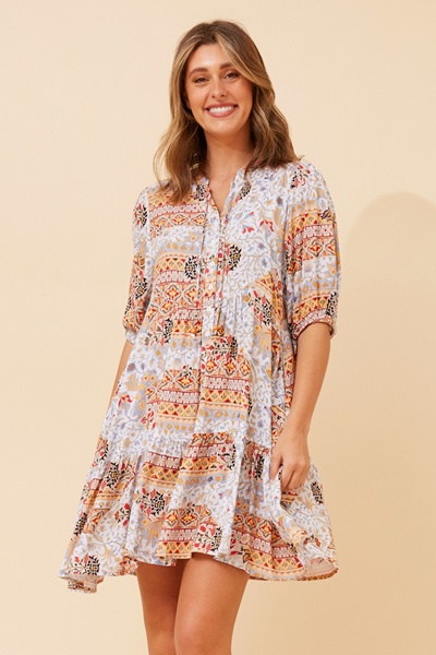 JAVANA PATCHWORK BOHO DRESS