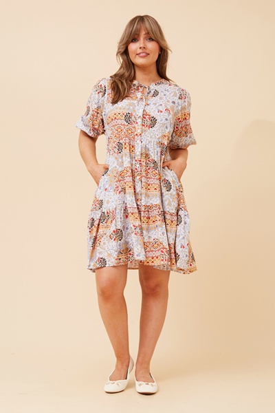 JAVANA PATCHWORK BOHO DRESS