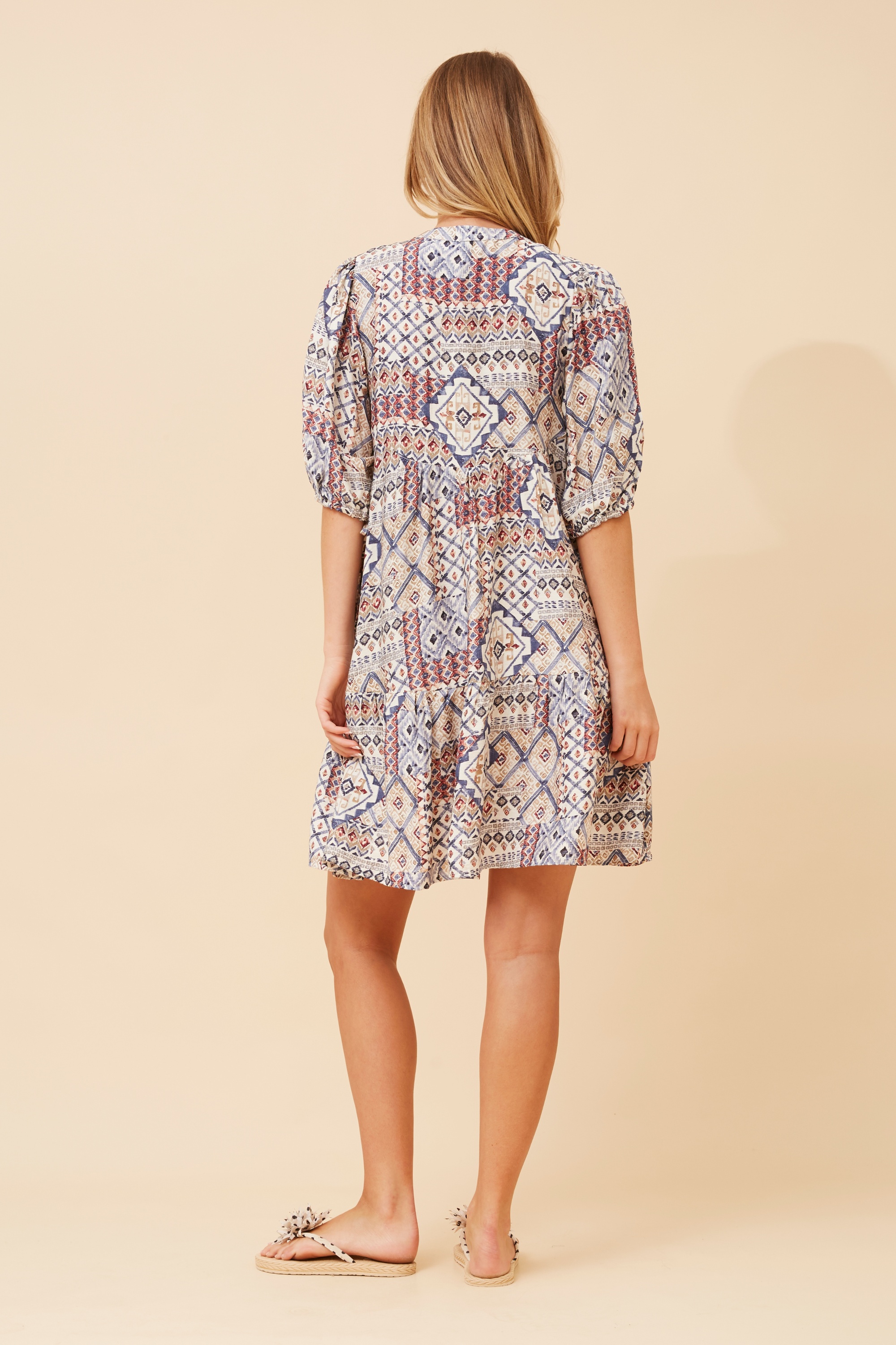 JAVANA PATCHWORK PRINT DRESS