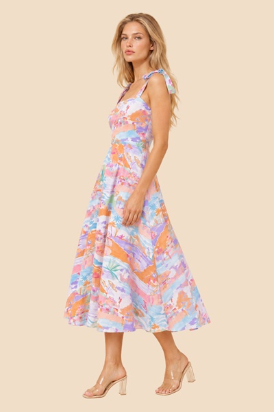 JAVON WANDERLUST PRINT MIDI DRESS