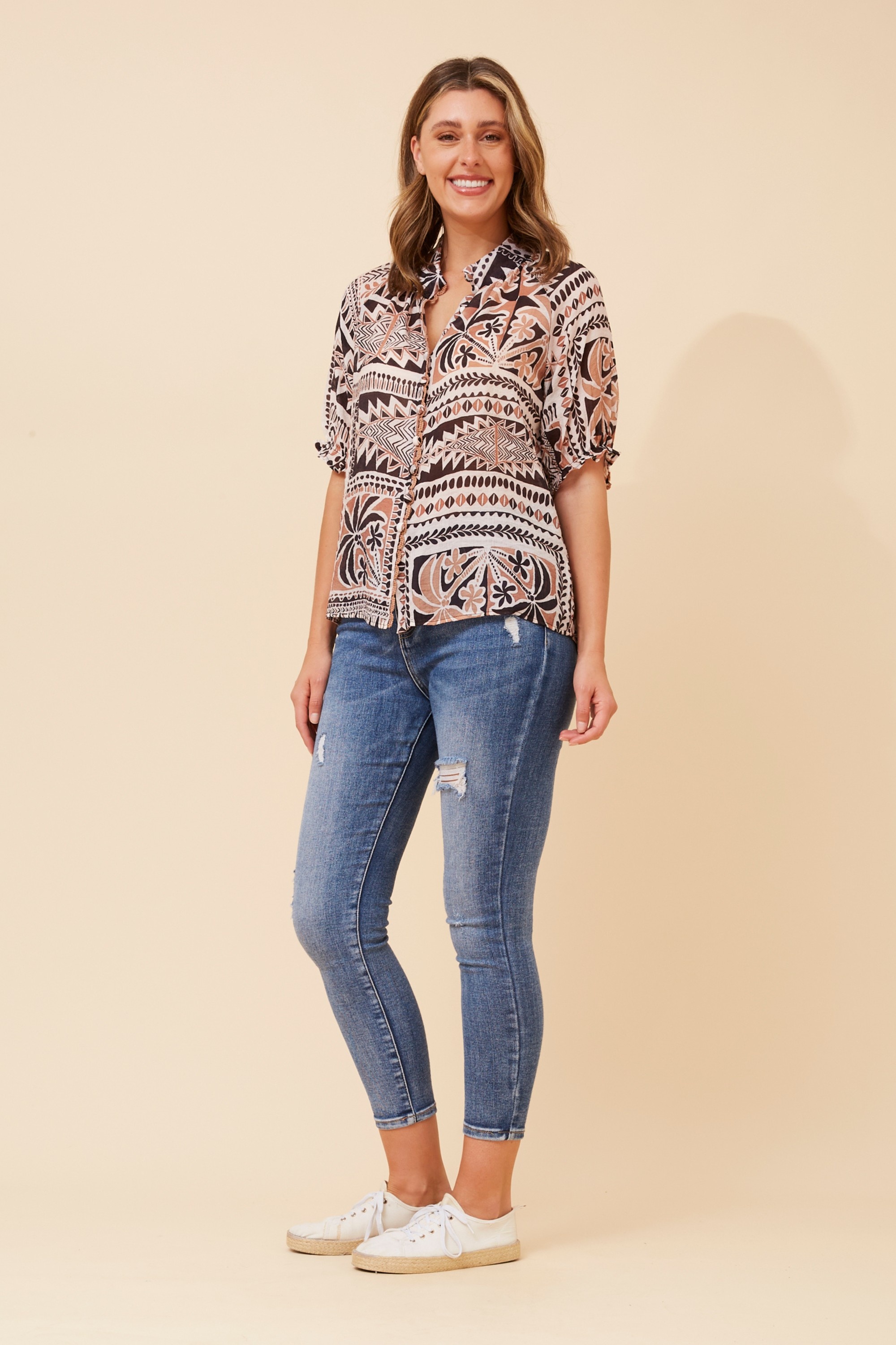JAYDEE ABSTRACT PRINT BLOUSE