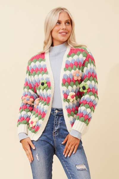 JED FLORAL KNIT CARDIGAN