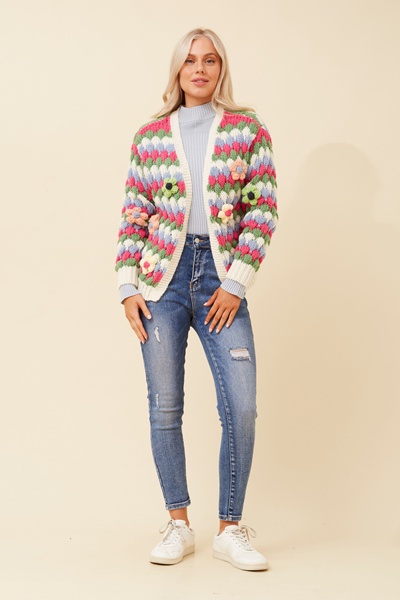 JED FLORAL KNIT CARDIGAN