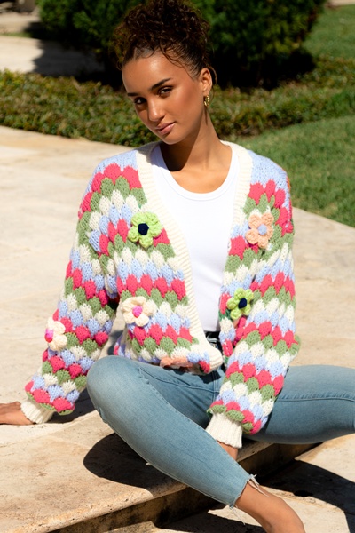 JED FLORAL KNIT CARDIGAN