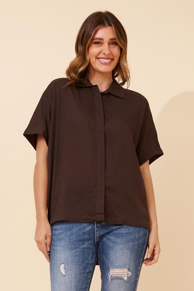 JENARA SOLID LINEN BLEND SHIRT