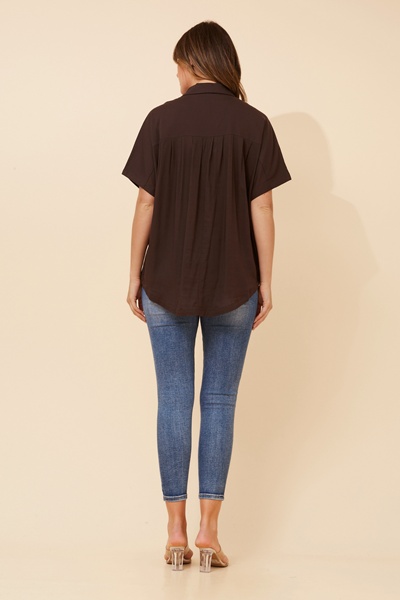 JENARA SOLID LINEN BLEND SHIRT