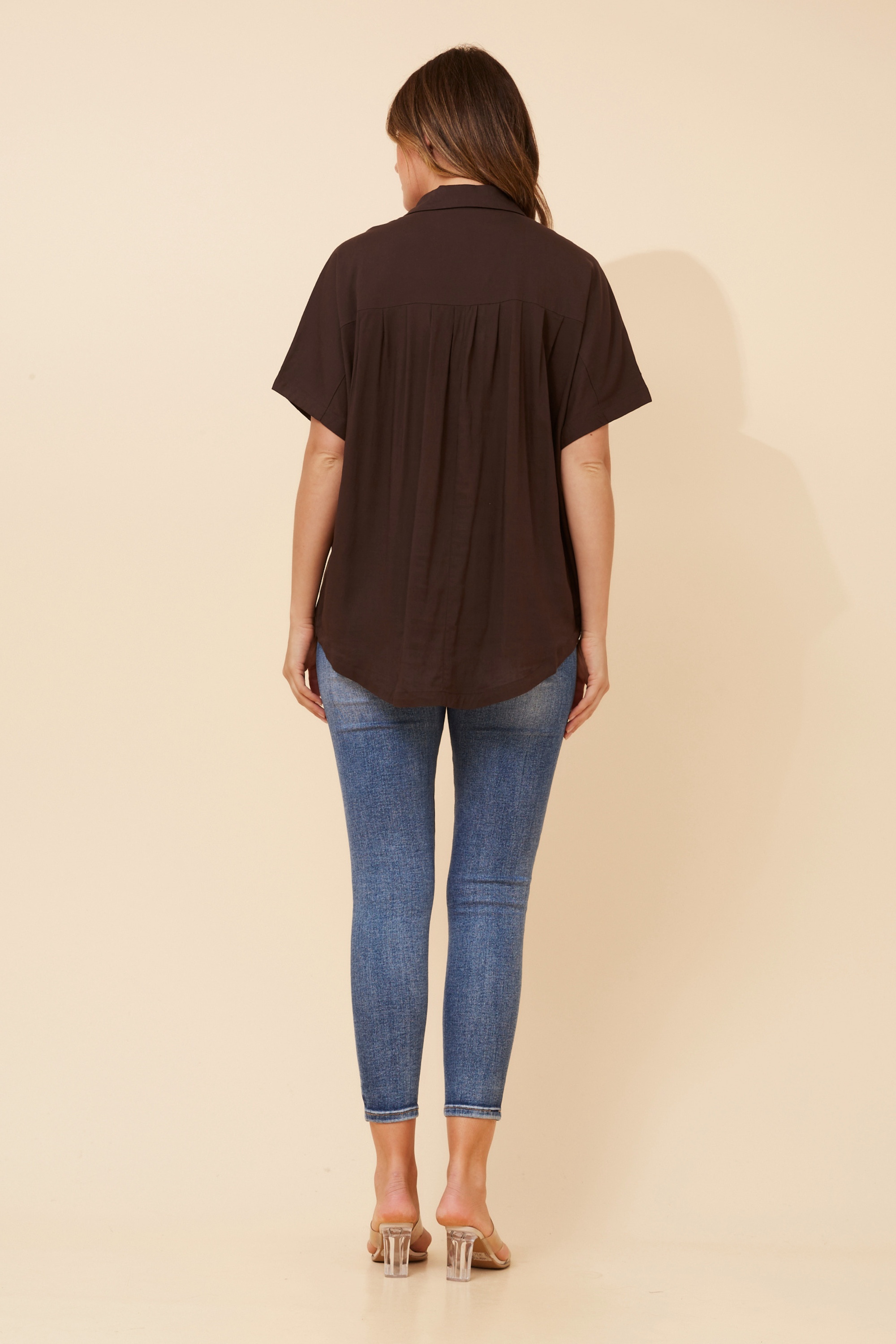 JENARA SOLID LINEN BLEND SHIRT