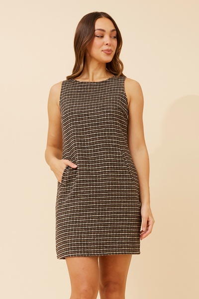 JESSAMINE HOUNDSTOOTH SHIFT DRESS