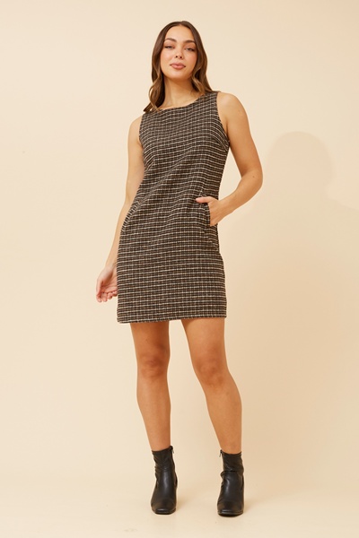 JESSAMINE HOUNDSTOOTH SHIFT DRESS
