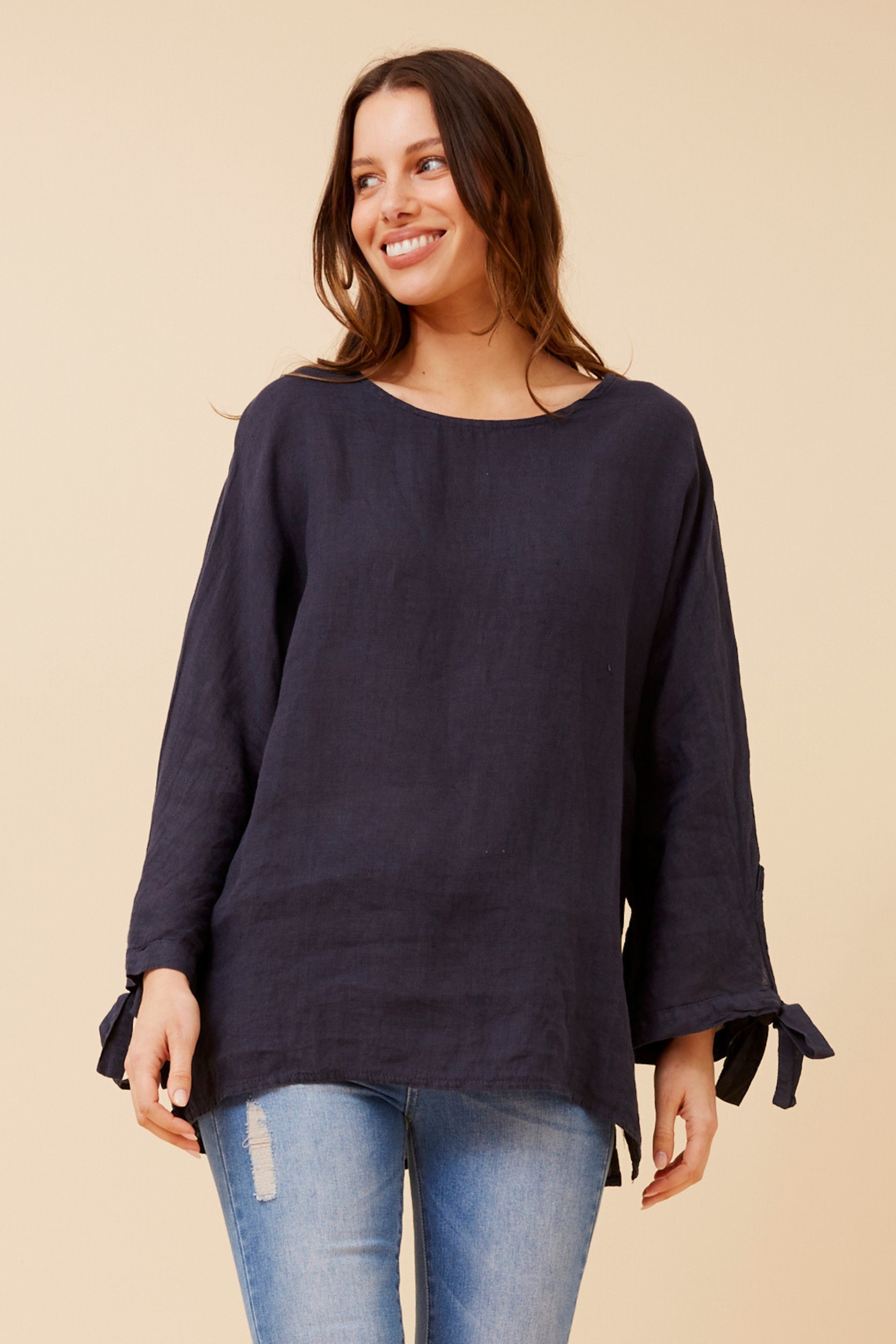 JESSAMY SOLID LINEN TOP