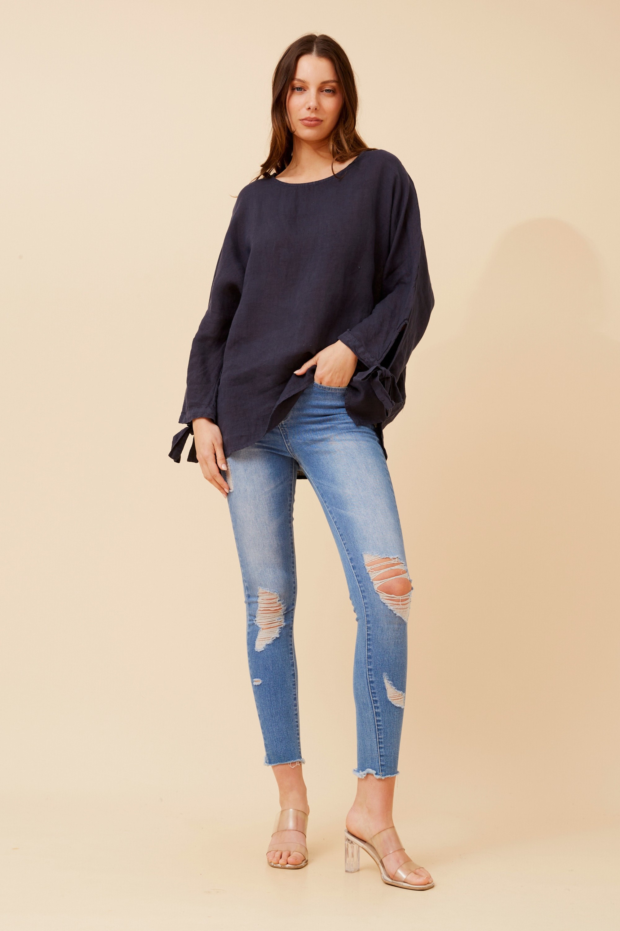 JESSAMY SOLID LINEN TOP