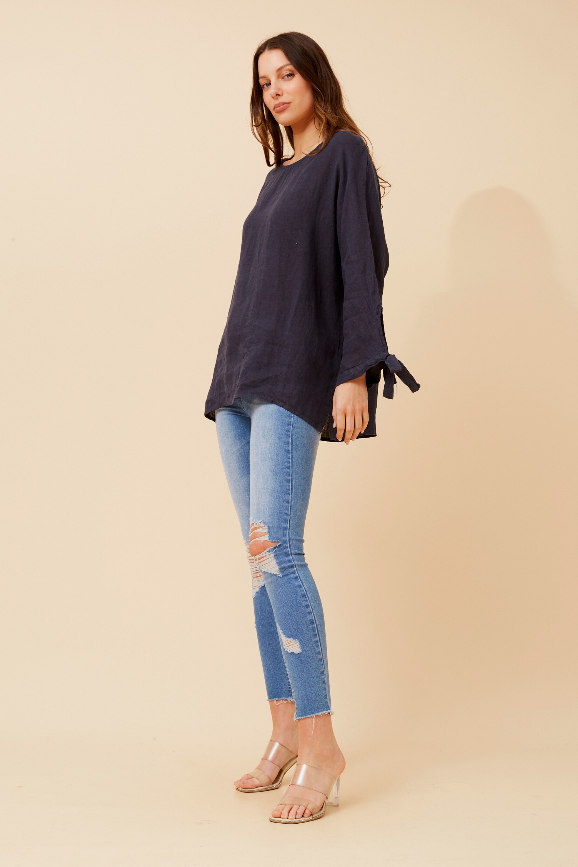 JESSAMY SOLID LINEN TOP