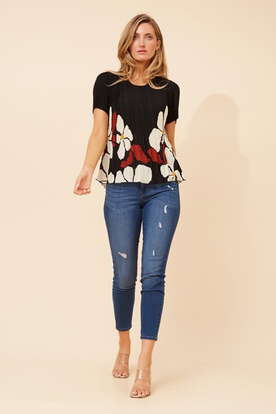 JIMELLA FLORAL PLEATED TOP