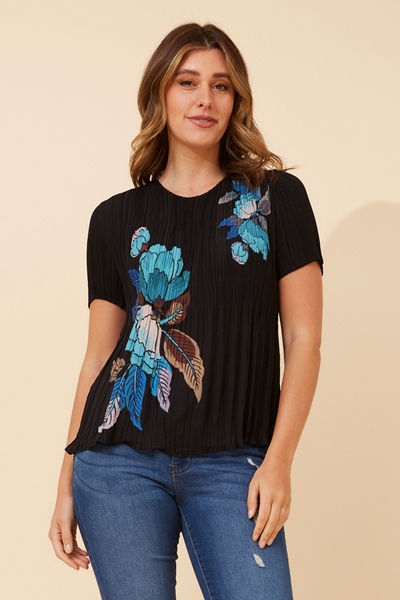 JIMELLA FLORAL PLEATED TOP