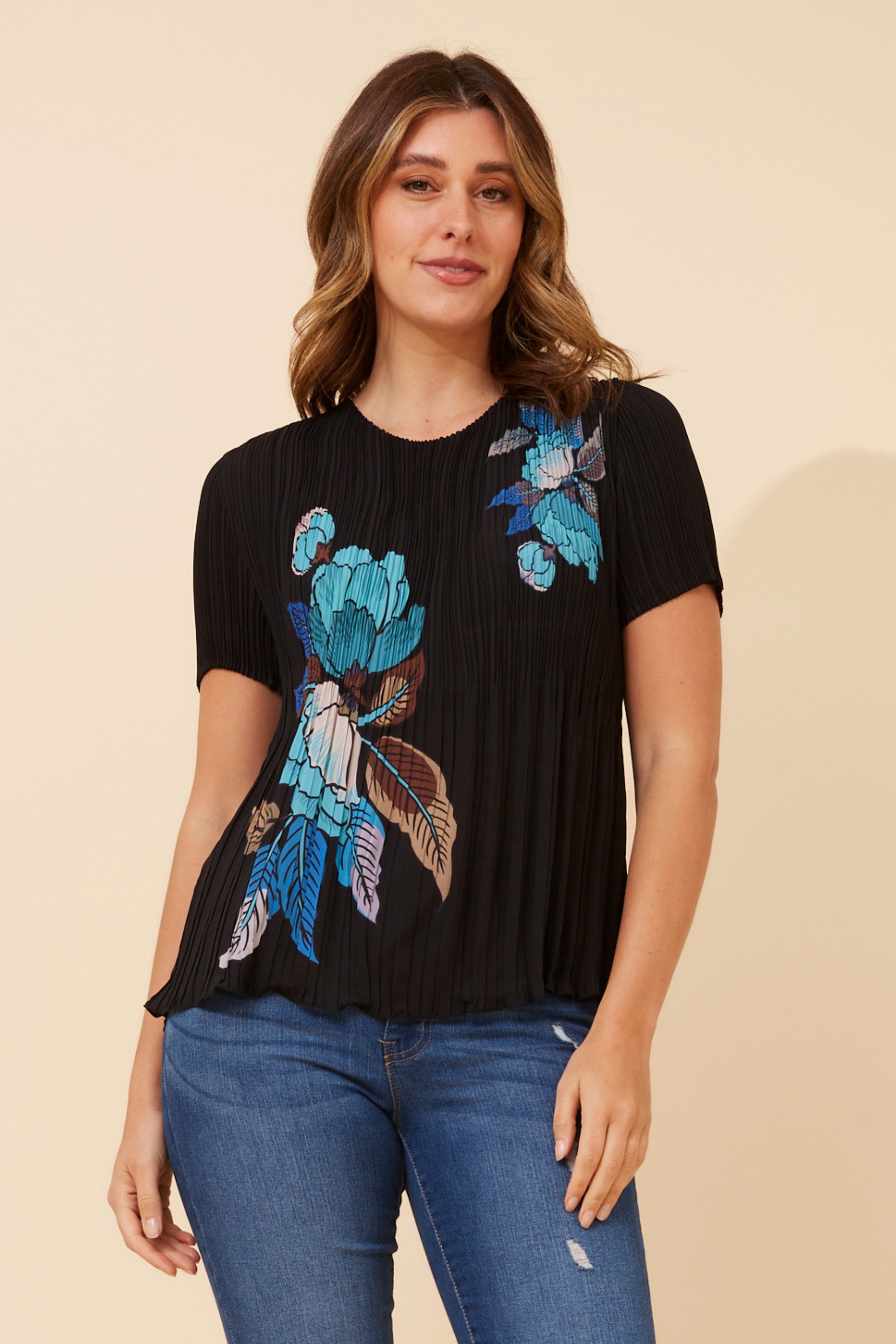 JIMELLA FLORAL PLEATED TOP