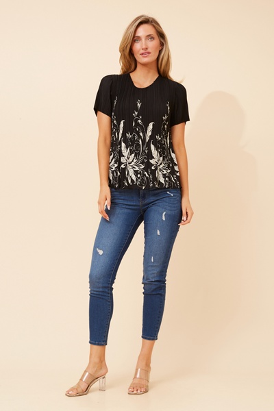 JIMELLA FLORAL PLEATED TOP