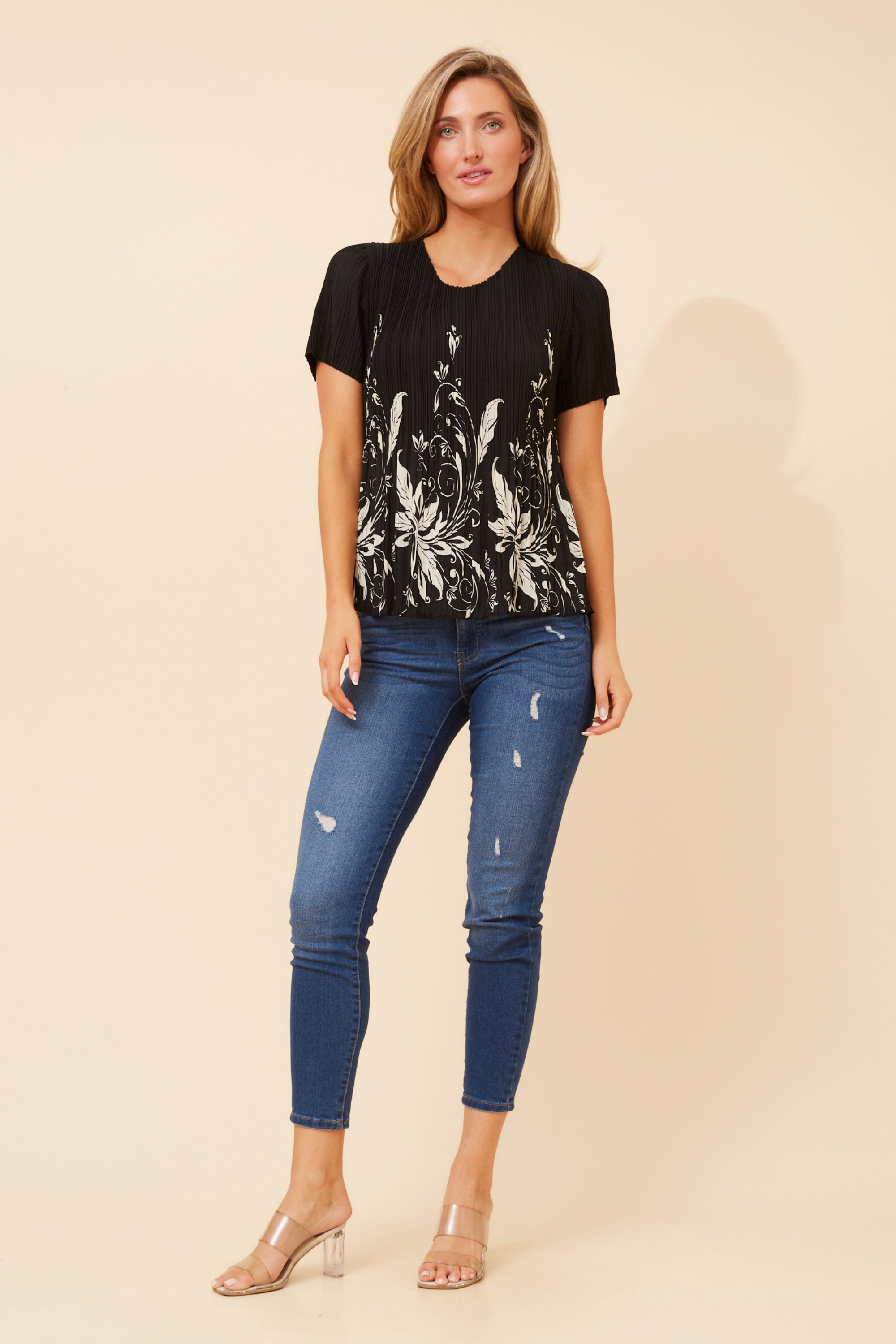 JIMELLA FLORAL PLEATED TOP
