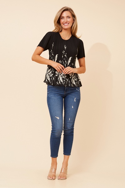 JIMELLA FLORAL PLEATED TOP