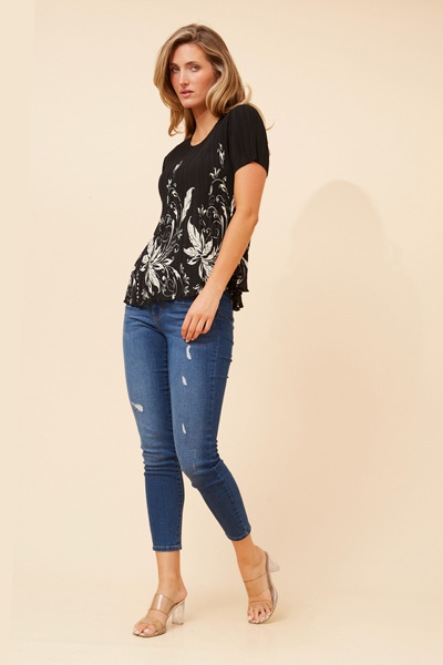JIMELLA FLORAL PLEATED TOP