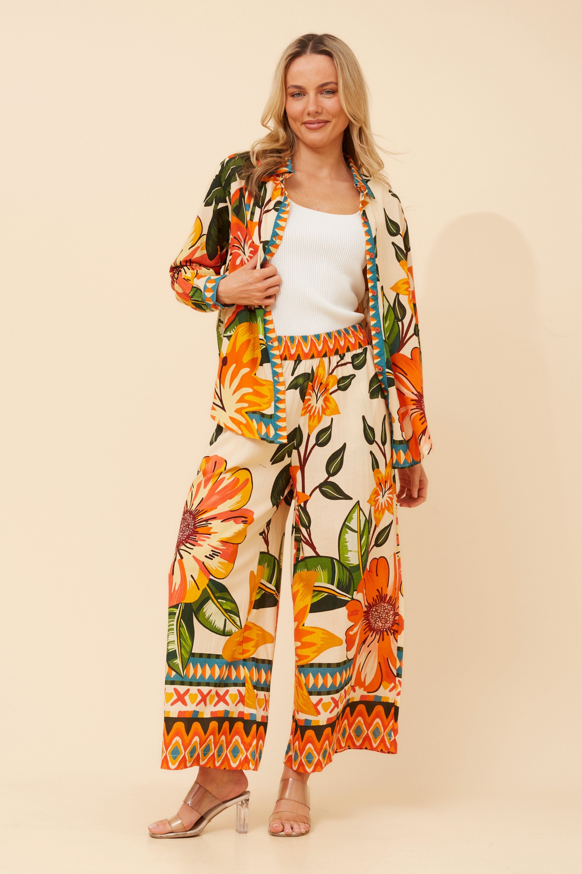JIVA FLORAL WIDE LEG PANTS