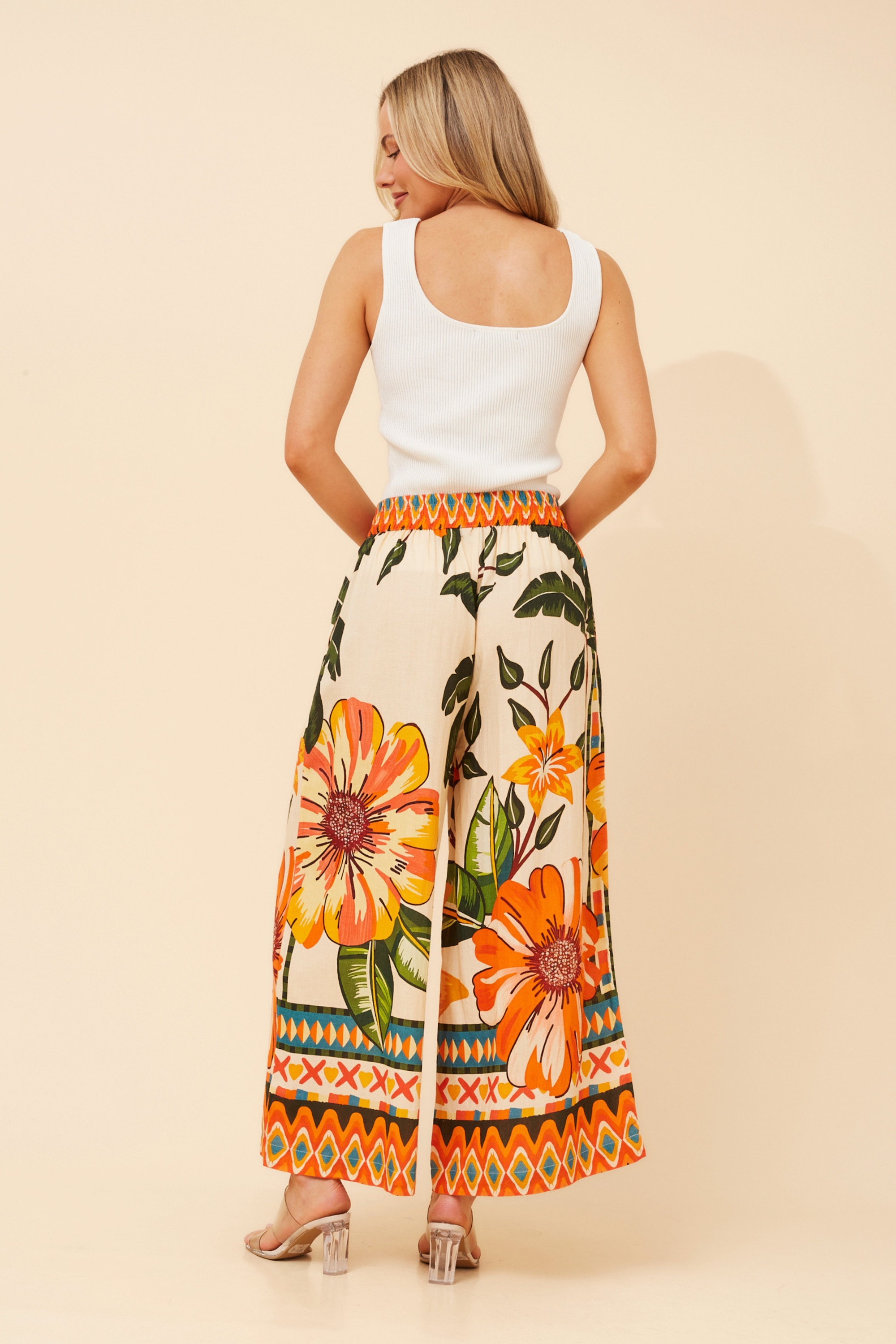 JIVA FLORAL WIDE LEG PANTS