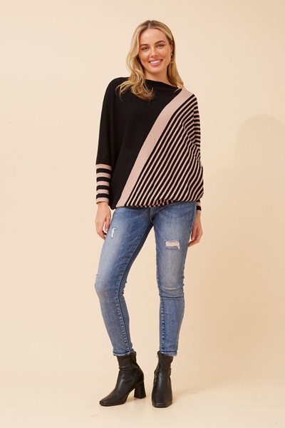JOANIE STRIPE KNIT PULLOVER