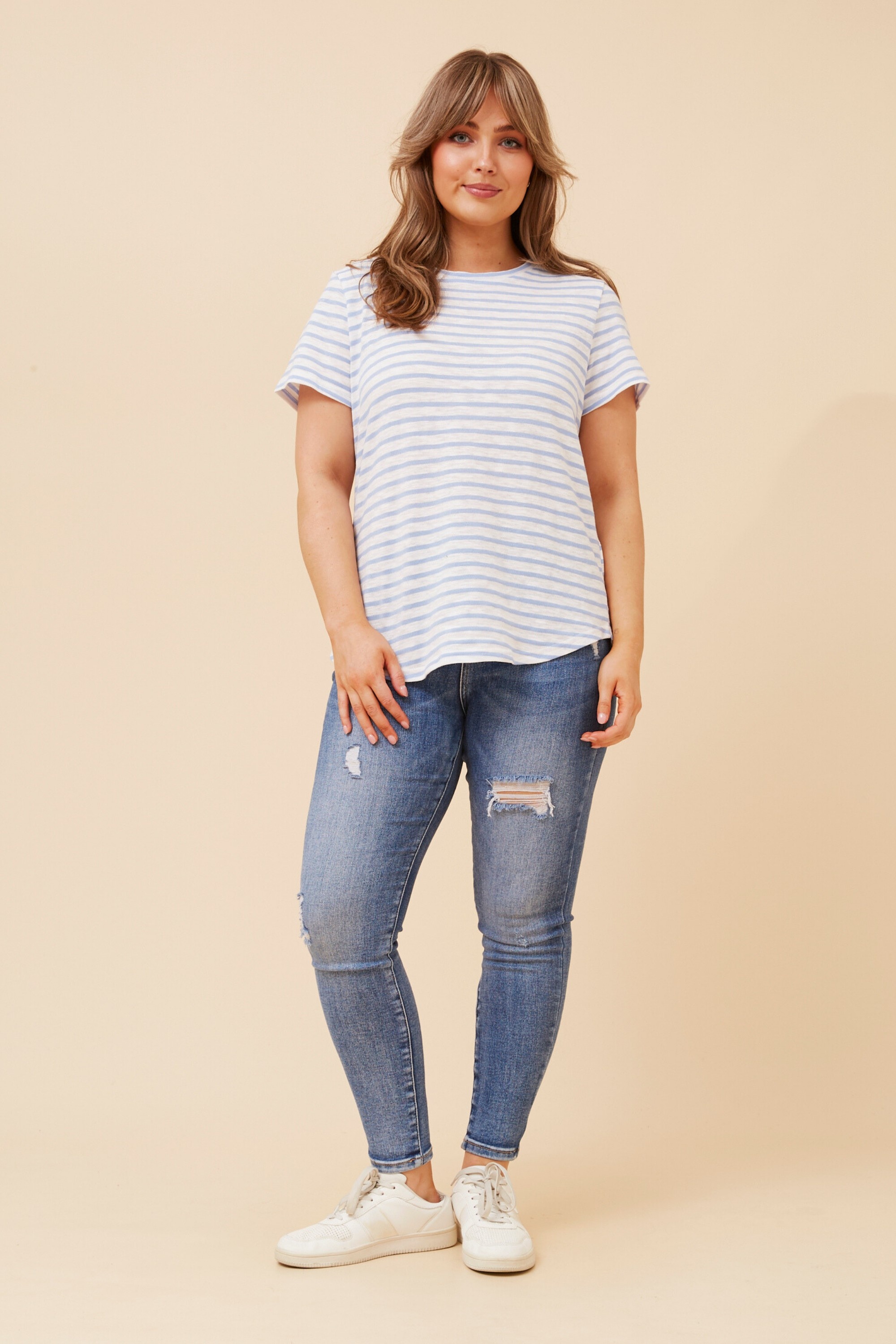 JODELLE STRIPE PRINT T-SHIRT