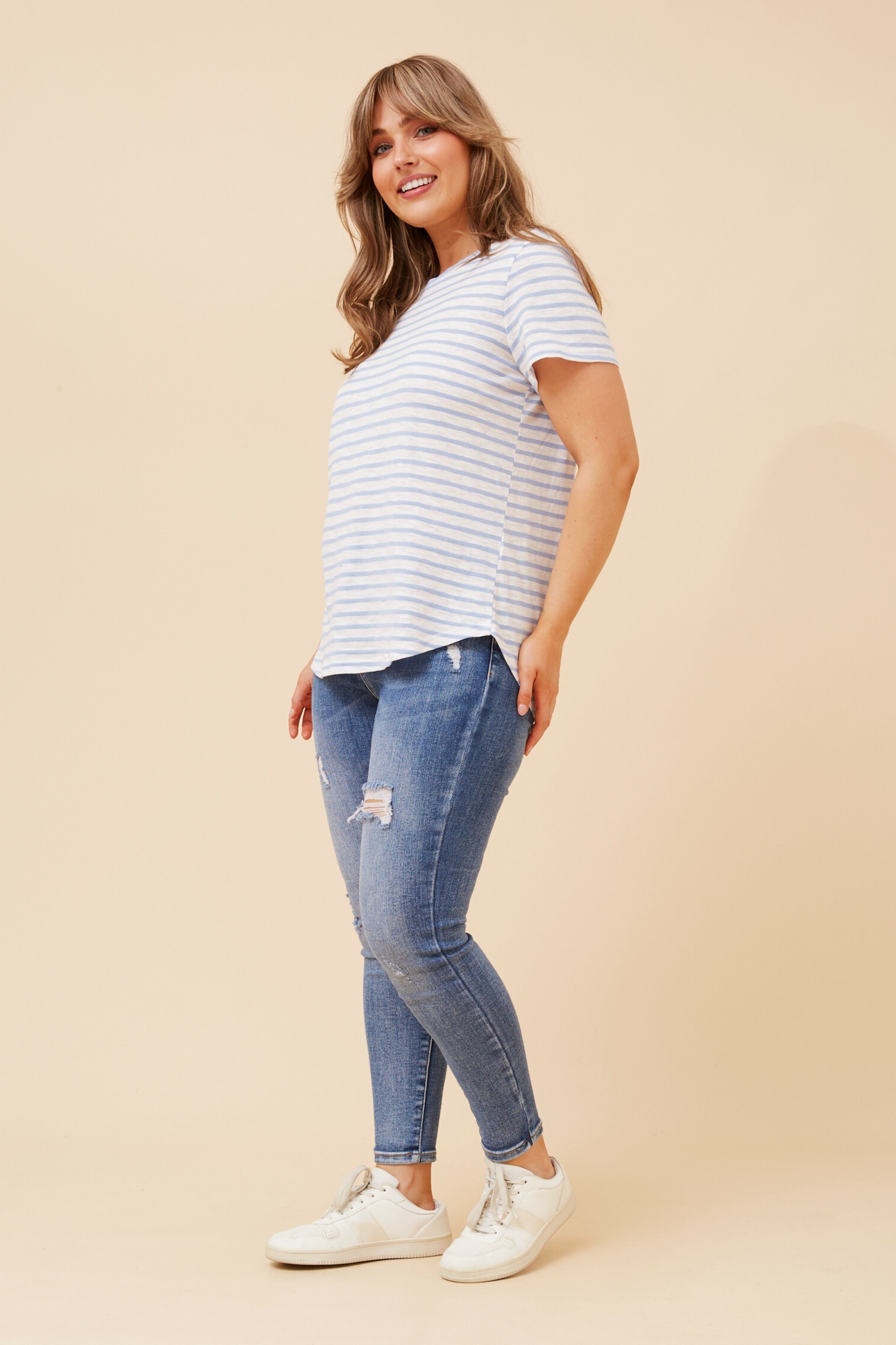 JODELLE STRIPE PRINT T-SHIRT