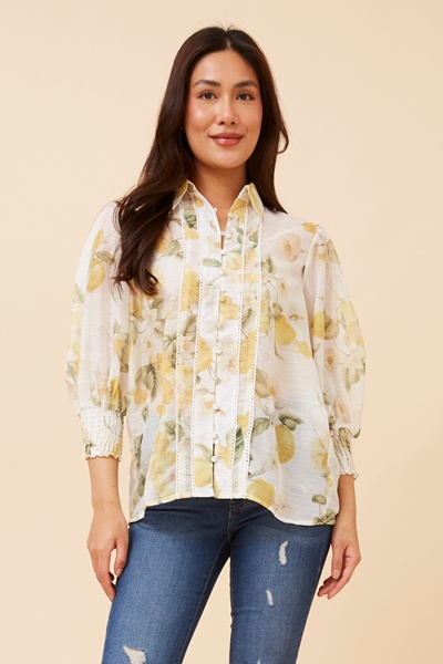 JOELLA LEMON PRINT BLOUSE